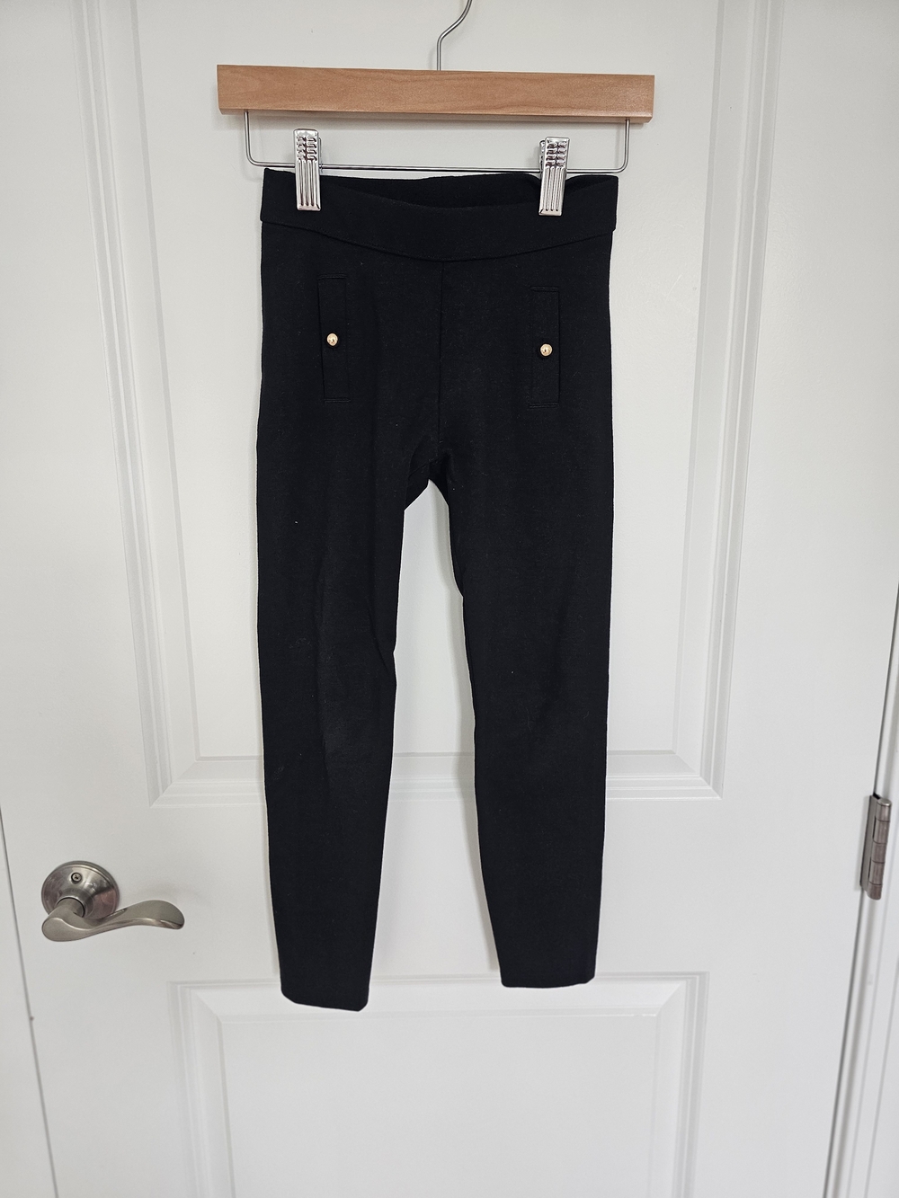 Janie and Jack Black Ponte Pull-On Leggings with Gold Accents
